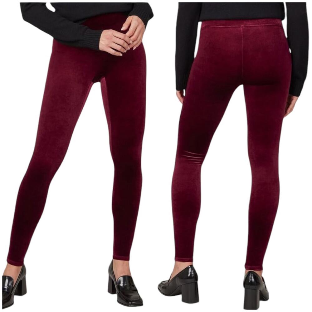 Spanx NWT Velvet Leggings Rich Burgundy Size S Style 2070 Power Waistband Cozy